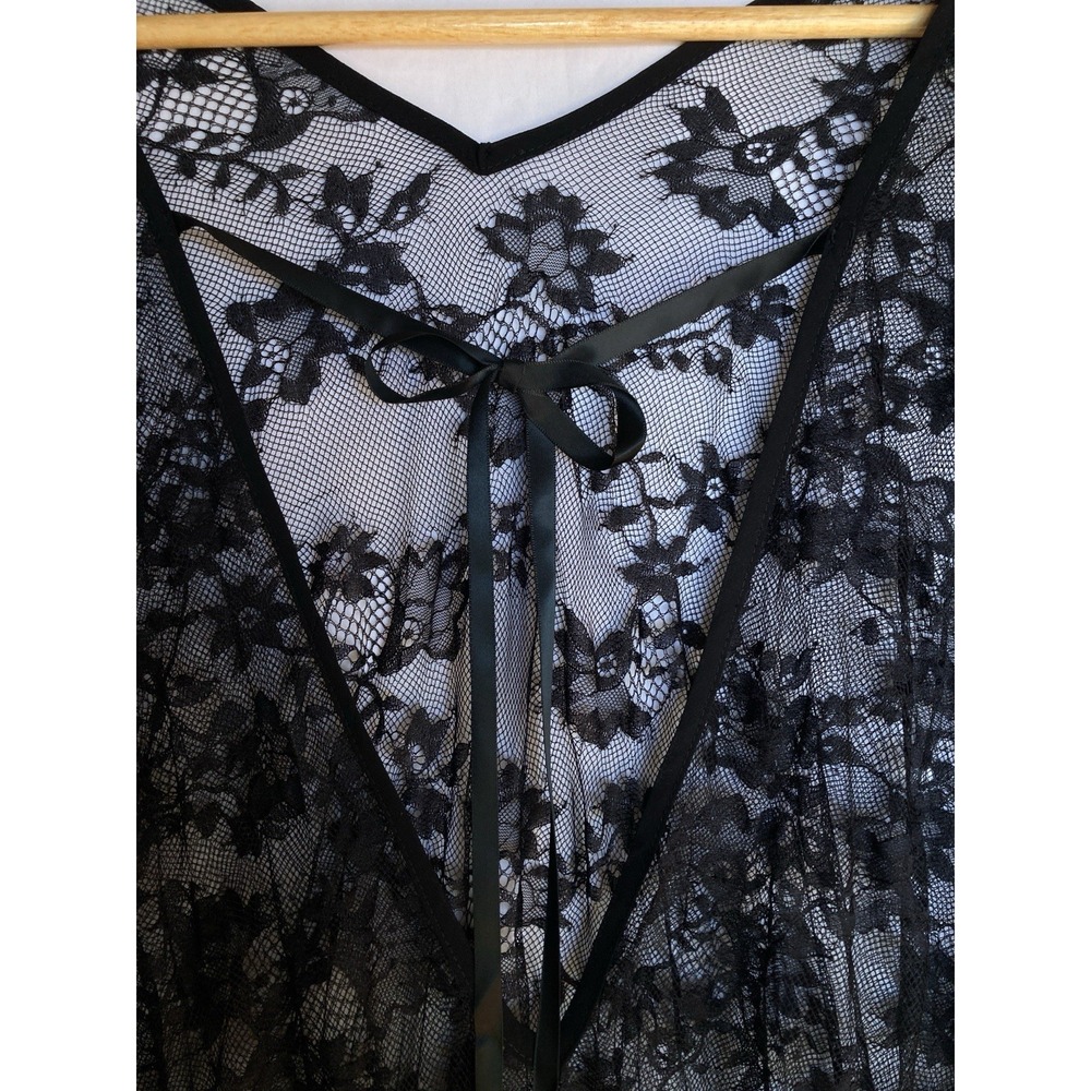 Sheer Lace Maxi Cloak Cape Whimsigoth Goth Emo Flowy Kimono Womens OS Black - Picture 4 of 12